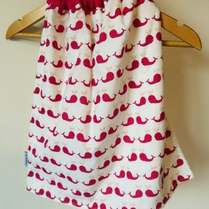 Serviette de table élastique "Baleines amoureuses rose fushia"