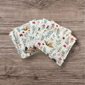 6 cotons lavables en bambou "Animaux de la forêt"