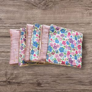 Lot de 6 cotons  nettoyants lavables « Liberty Péneloppe »