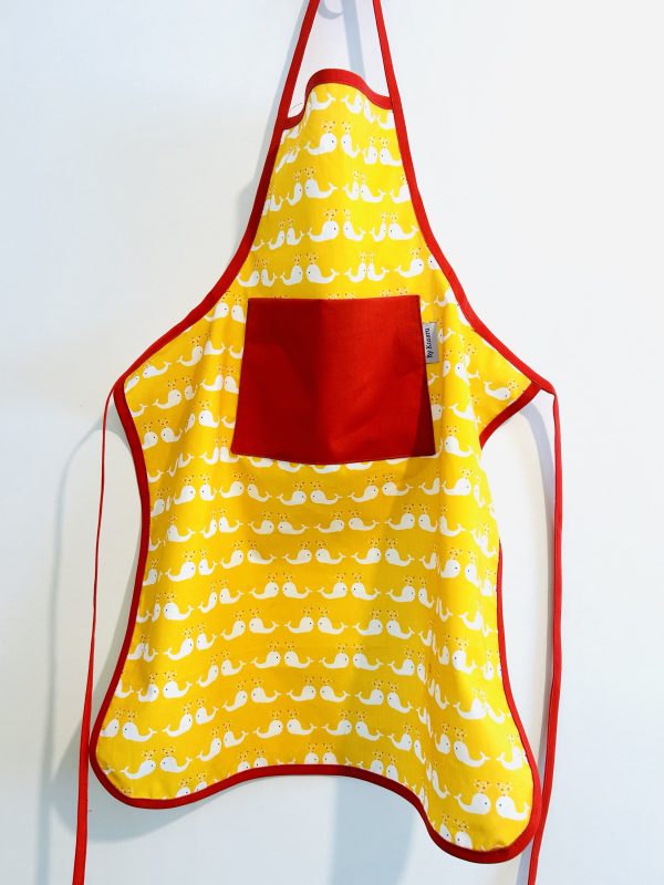 Tablier enfant « Baleines jaunes »