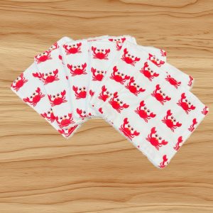 Lot de 6 cotons nettoyants lavables « crabes roses fushia by Marie Pepite »