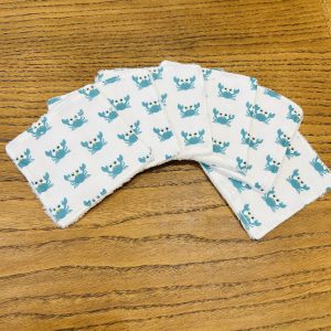 Lot de 6 cotons démaquillants lavables « crabes verts by Marie Pepite »